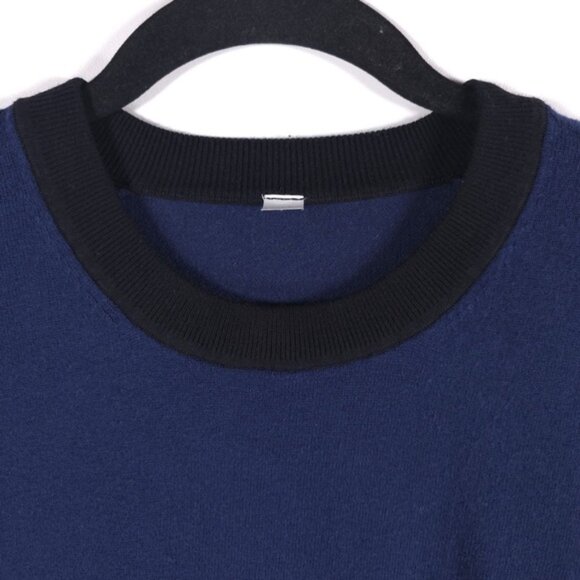 Lululemon SILK Blend Sweater Crew Neck Pullover Knit Ringer Blue Black Size 10 - Picture 3 of 10